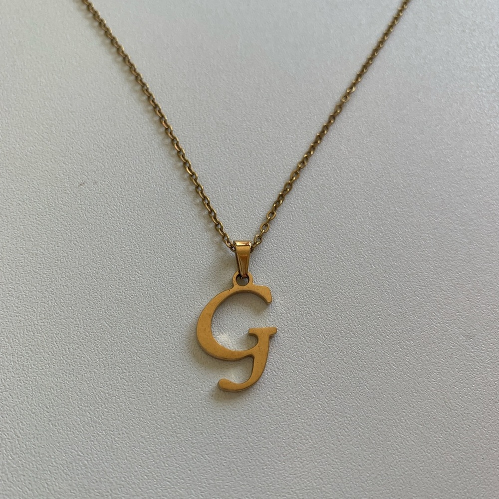 Vintage Gold or Brass Initial 'G' Pendant Necklace